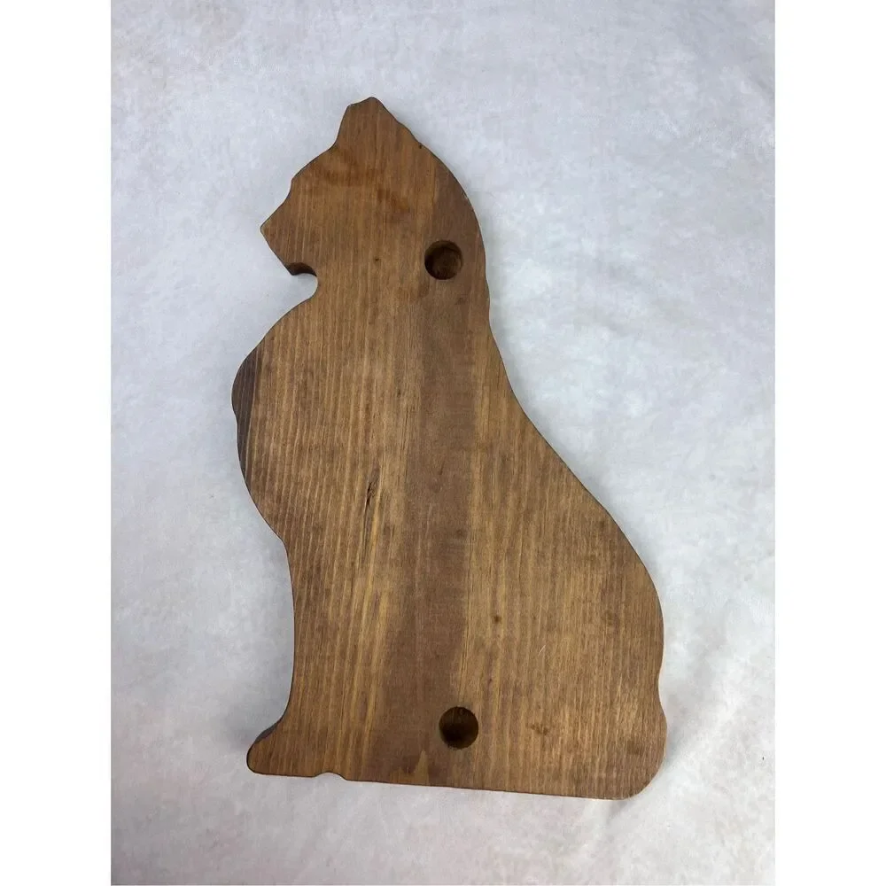 Vintage Wooden Cat Silhouette Cut Out Decor Painted